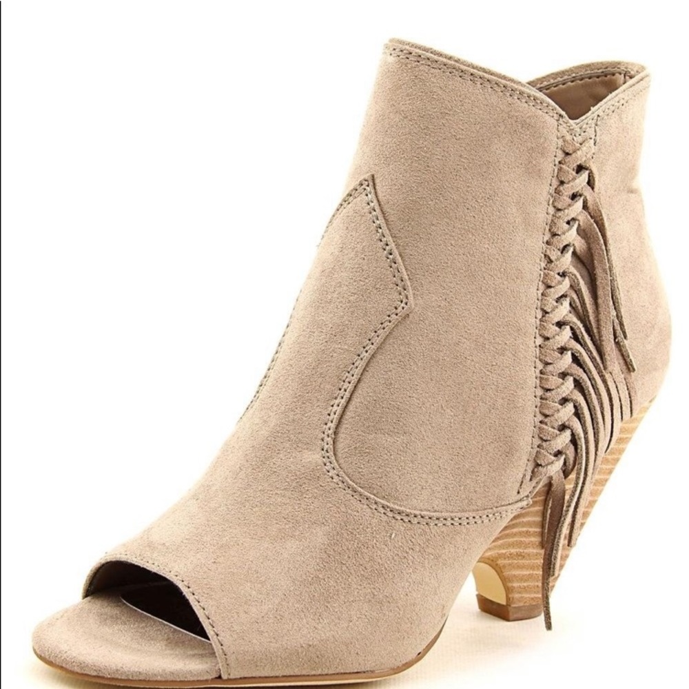 Carlos Santana open toe leather brown boots